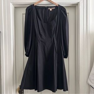 Brock Collection Scoop Neckline Classic Black Mini Dress with Puff Sleeves